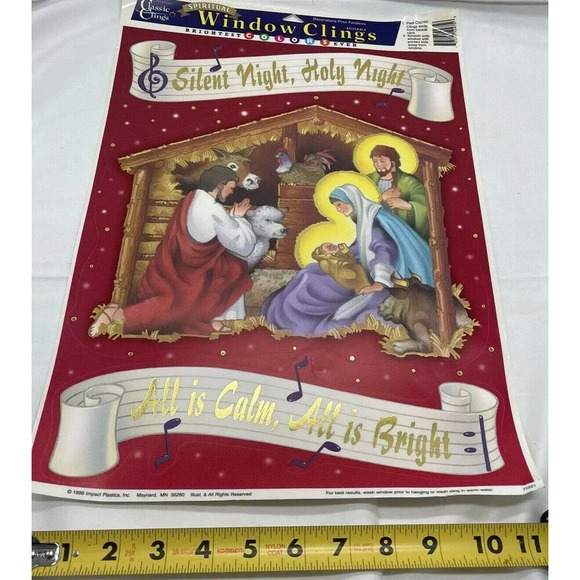 Vintage Window Decorations - Silent Night - Spiritual Clings - Lord Theme New - Picture 9 of 9